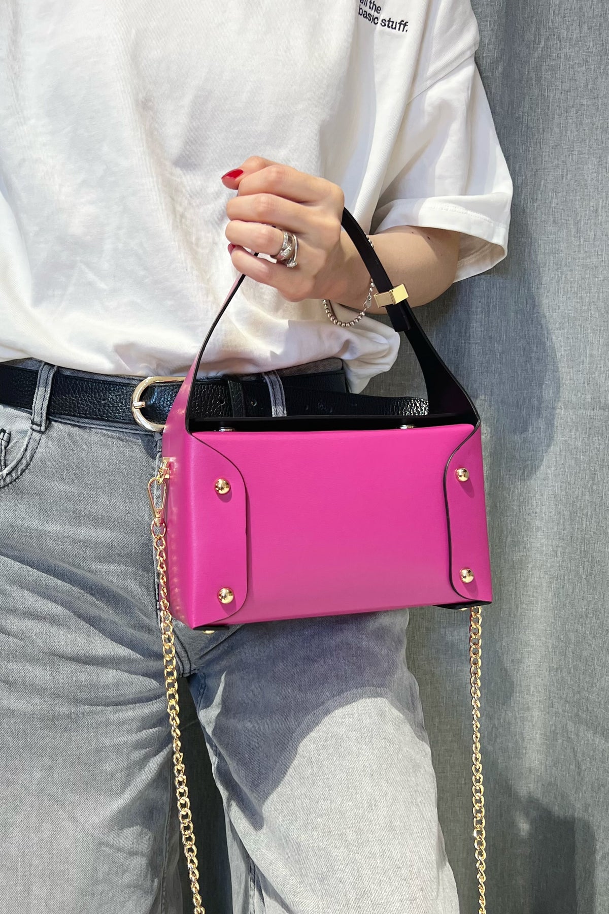 ZZ138 Fuchsia Small Smooth Leather Handbag