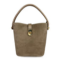 Mi129 Dark Taupe Suede Bucket Bag