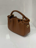 ST129 Tan Ruched Top Handle Bag