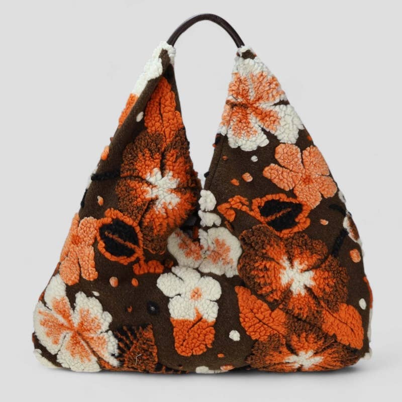 MERBT Italian Retro Bloom Textured Handbag w/ Leather Handle