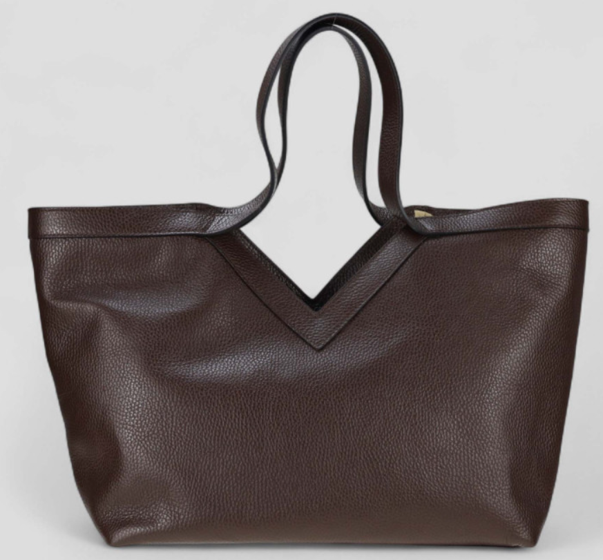 057CH Italian Leather Chocolate Travel Bag 2 Compartments