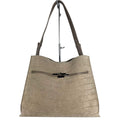 MI530 Dark Taupe Croco Print Suede Shopper Bag