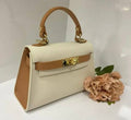 MELBBC Beige Camel Small Italian Leather Structured Bag