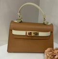 MELBCB Camel Beige Small Italian Leather Structured Bag