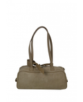 IBSA Italian Sand Suede East-West Box Bag w/ Leather Details