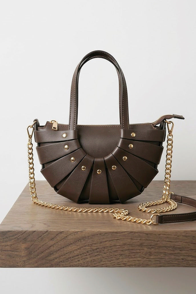 ZZ199 Brown Leather Basket Bag