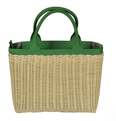 IT13GR Green Leather Woven Basket-Style JIJOU CAPRI