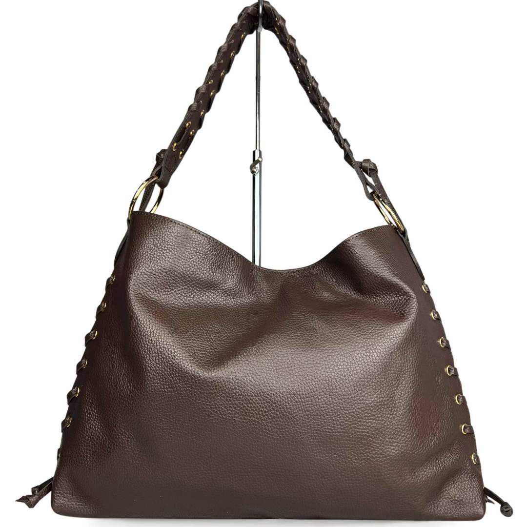 Mi121 Cow Print Pony Hair Woven-Trim Bag