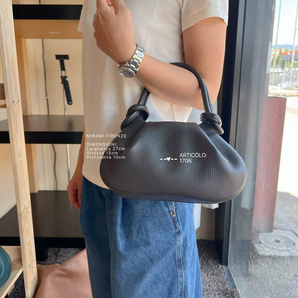 Mi181 Dark Brown Knotted-Handle Bag
