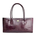 MI629 Burgundy Croc-Print Leather Shoulder Bag