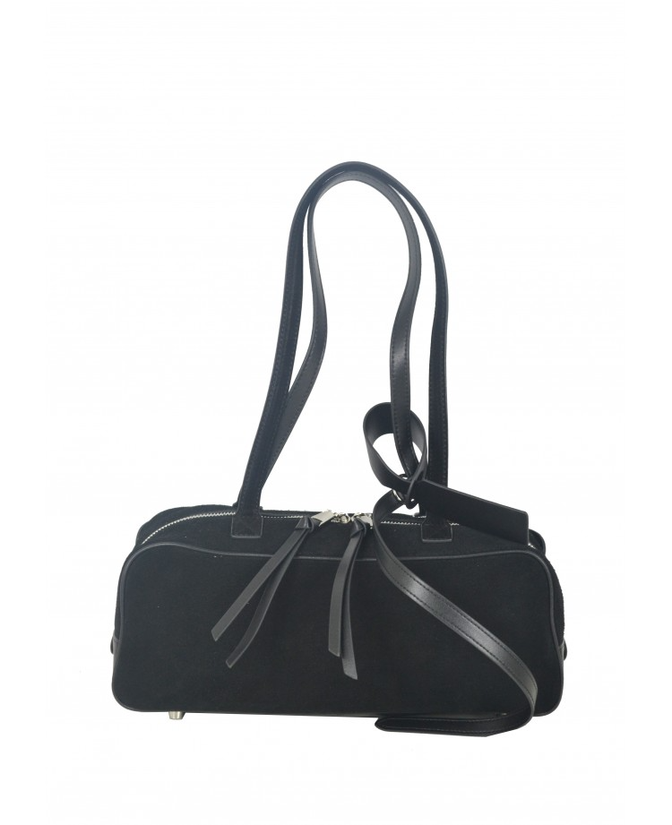 IBCCBK Italian Black Suede East-West Box Bag