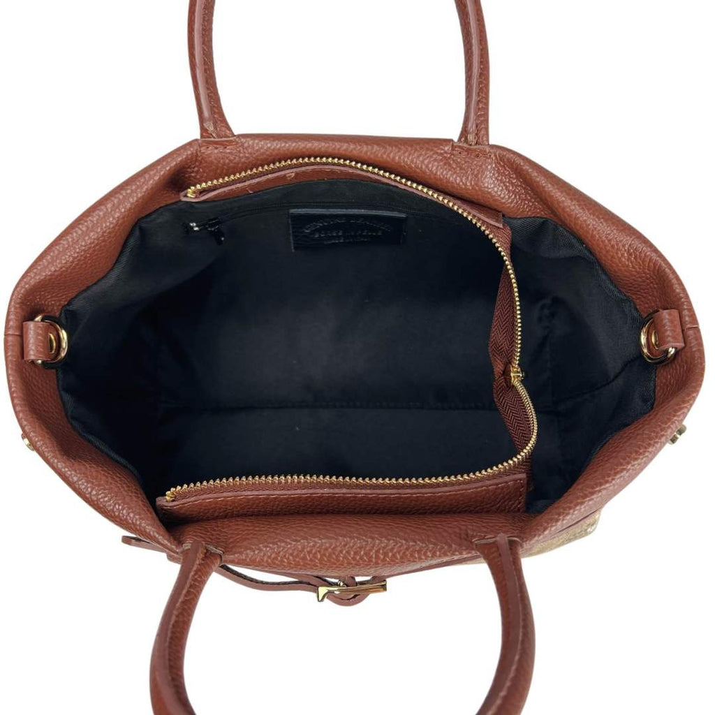 Mi237 Brown Python-Print Bag