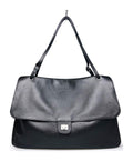 MI539 Black Leather XL Flap Bag