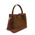 Mi143 Brown Tasseled Suede Bucket Bag