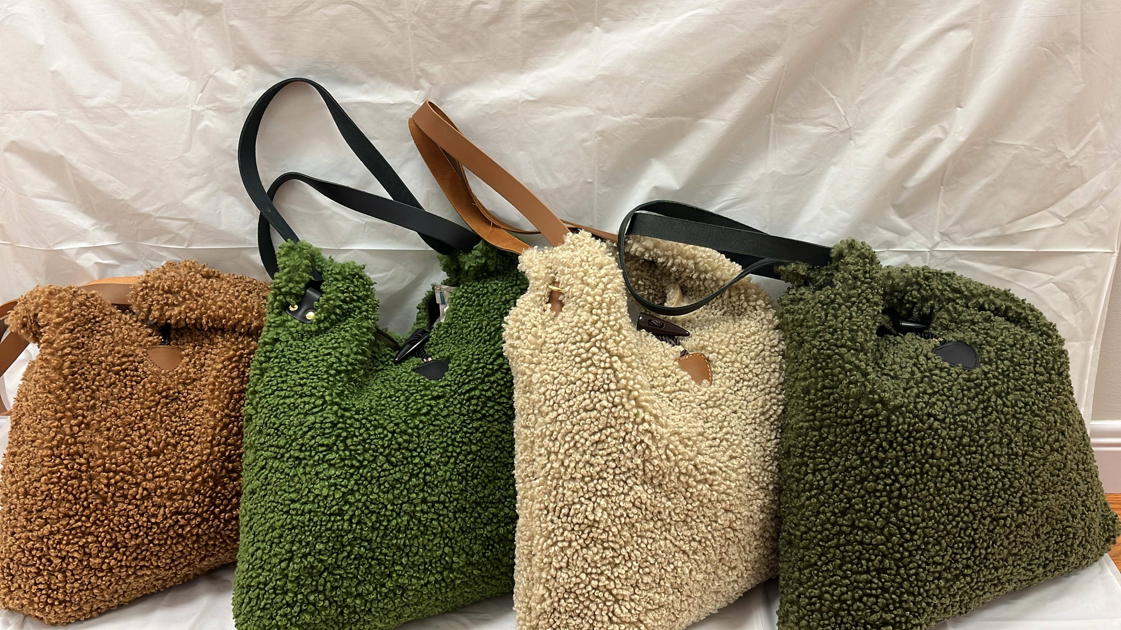 OF38 Italian Plush & Leather Tote Bags JIJOU CAPRI