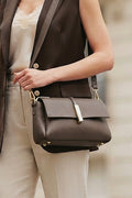 ZZ146 Brown Leather 3-Compartment Crossbody Bag