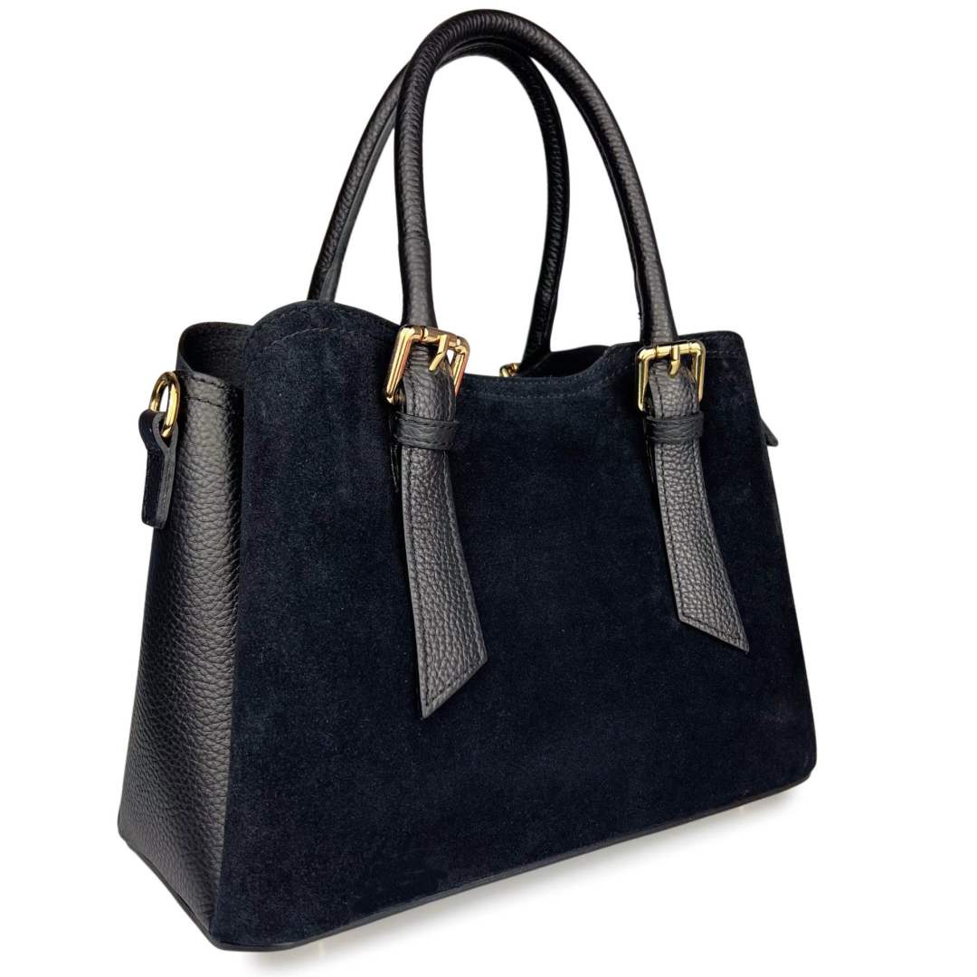 Mi140 Black Suede Elegant Handbag