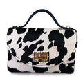 Mi253 Cow Print Pony Hair Bamboo-Clasp Bag