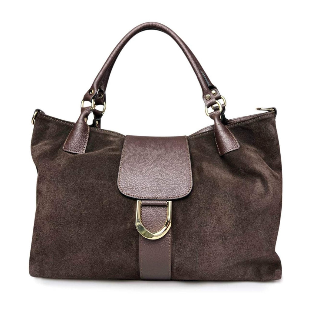 MI633 Dark Brown Suede Shopper Bag
