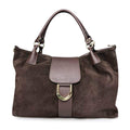 MI633 Dark Brown Suede Shopper Bag