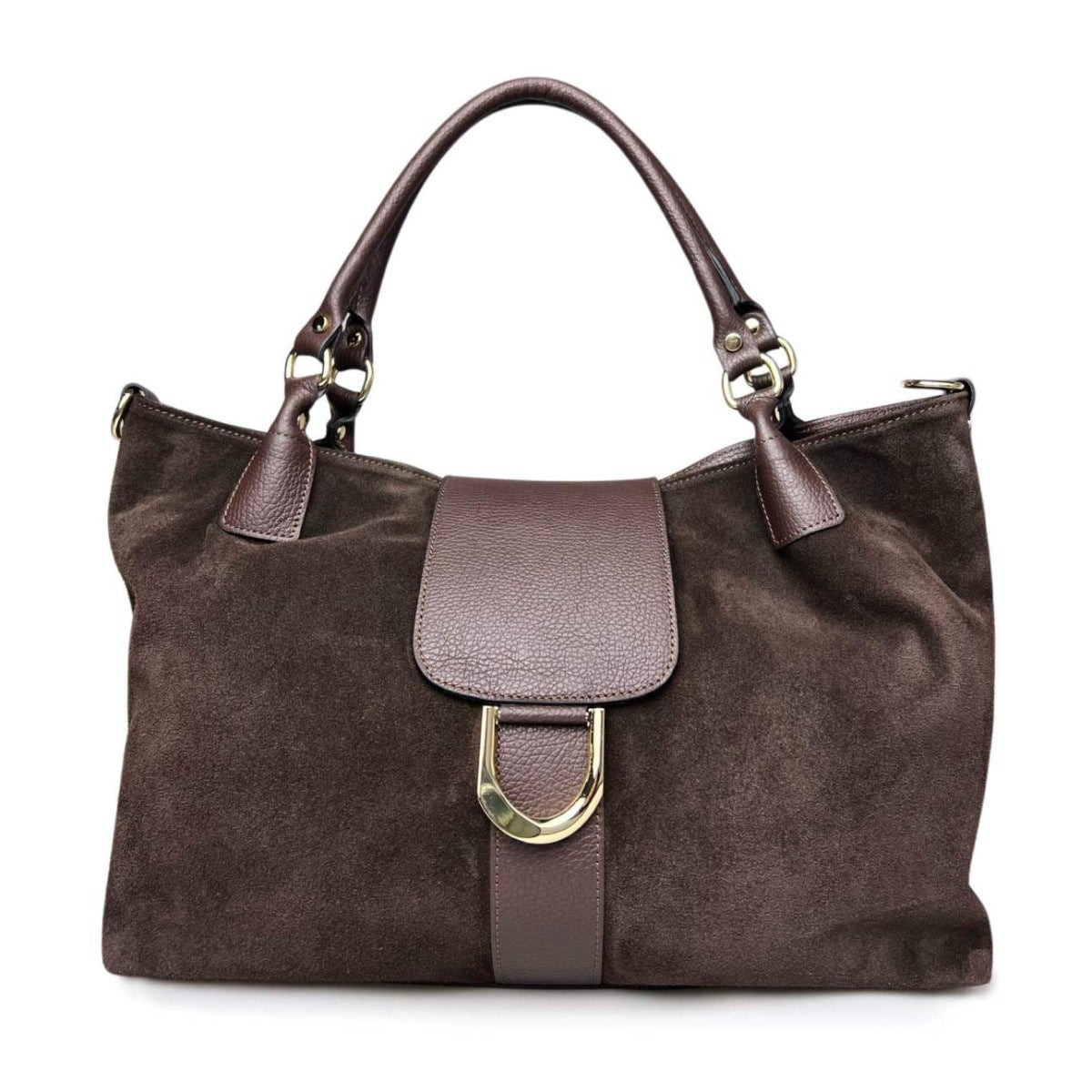 MI633 Dark Brown Suede Shopper Bag