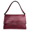 Mi236 Burgundy Woven-Handle Flap Bag