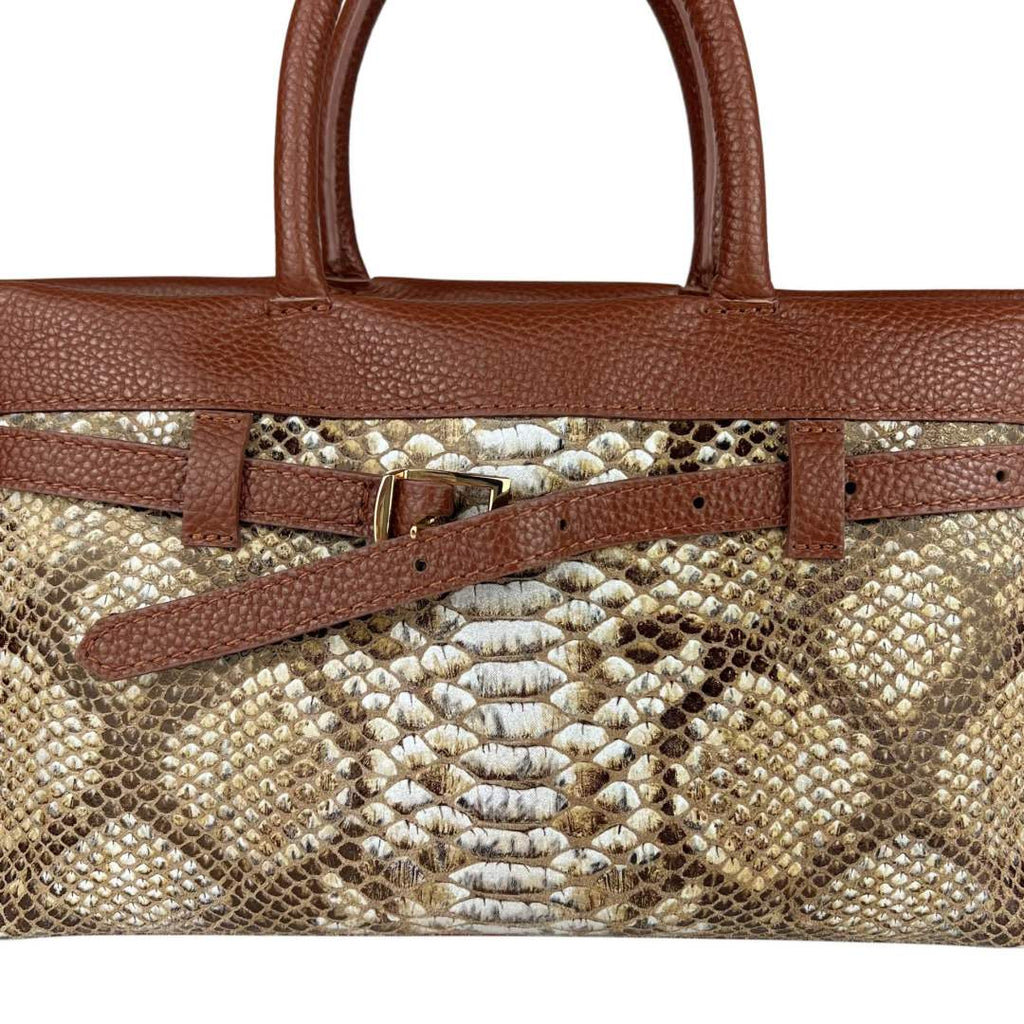 Mi237 Brown Python-Print Bag