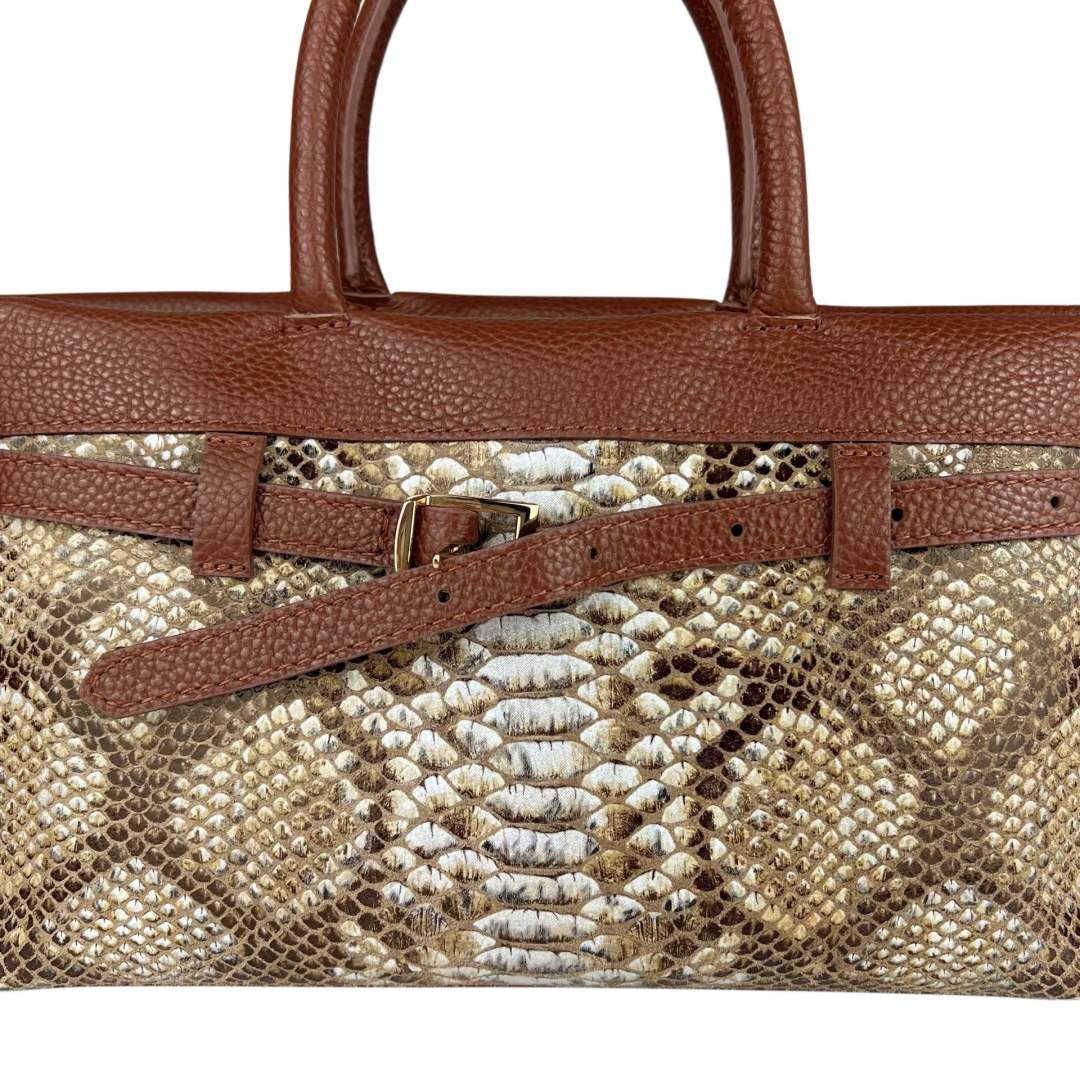 Mi237 Brown Python-Print Bag