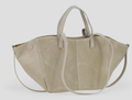95BE Italian Suede Leather Beige Travel  Bag w/ Pouch