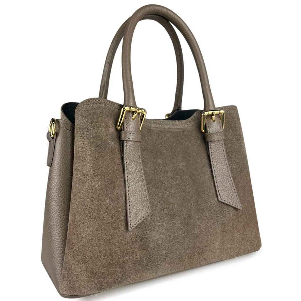 Mi136 Taupe Suede Elegant Handbag