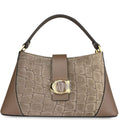 Mi209 Dark Taupe Croco-Print Accent Bag