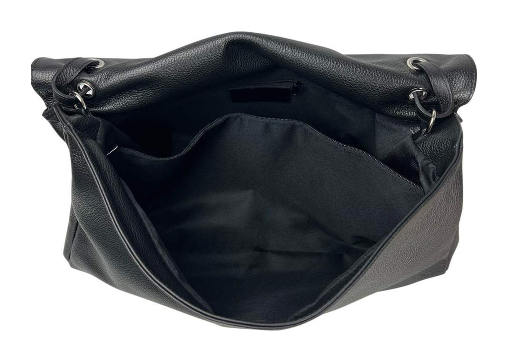 MI539 Black Leather XL Flap Bag