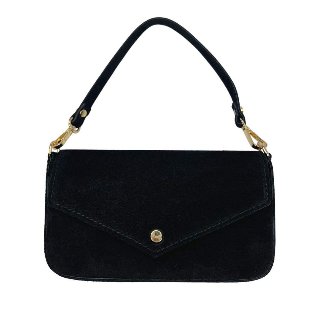 Mi315 Black Suede Pouch Bag