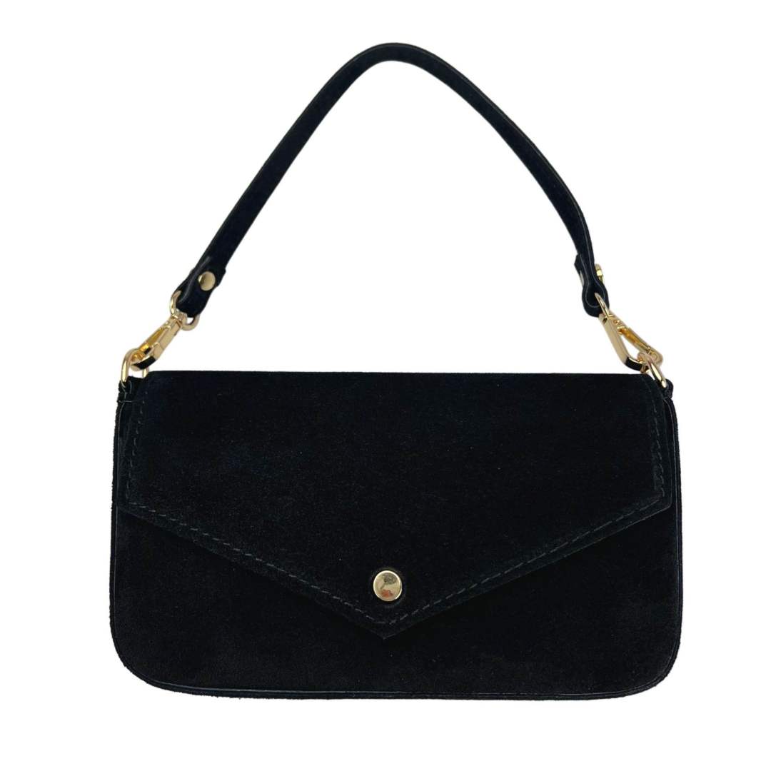 Mi315 Black Suede Pouch Bag