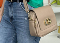 L265 Classic Beige Leather Crossbody Bag w/nice Closure