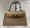 MELBC Taupe Camel Small Italian Leather Structured Bag