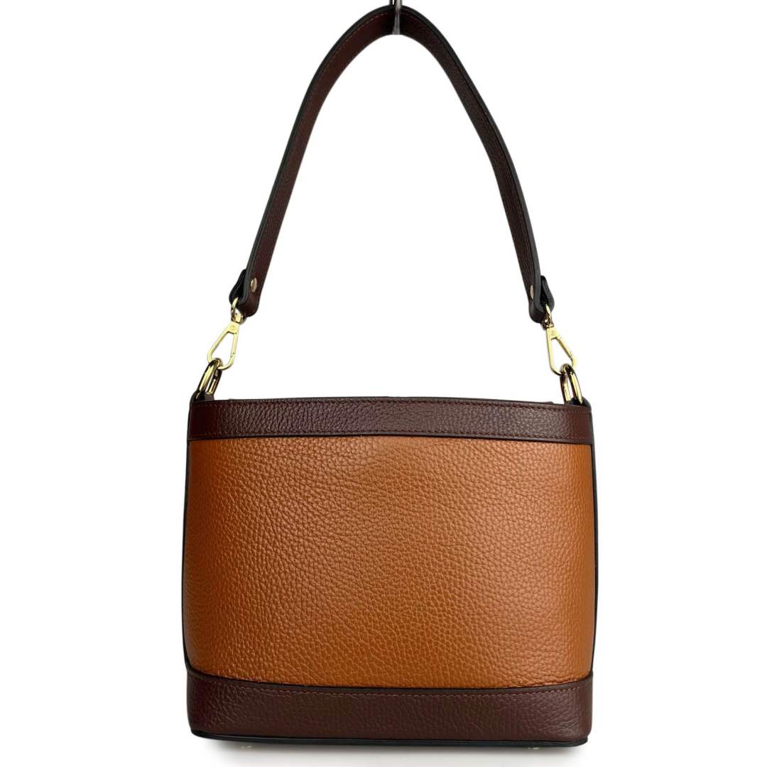 Mi175 Tan Two-Tone Shoulder Bag