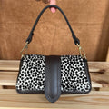 MI559 Black & White Spot Print Pony Hair Mini Flap Bag