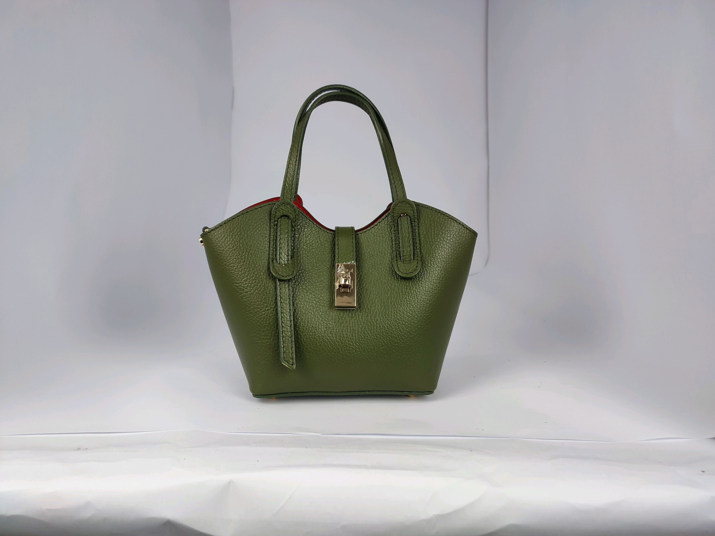 DM010 Green Military Leather Mini Tote Bag
