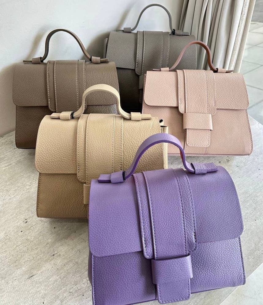 LCELNU Italian Cream Elegant Structured Handbag Top Handle