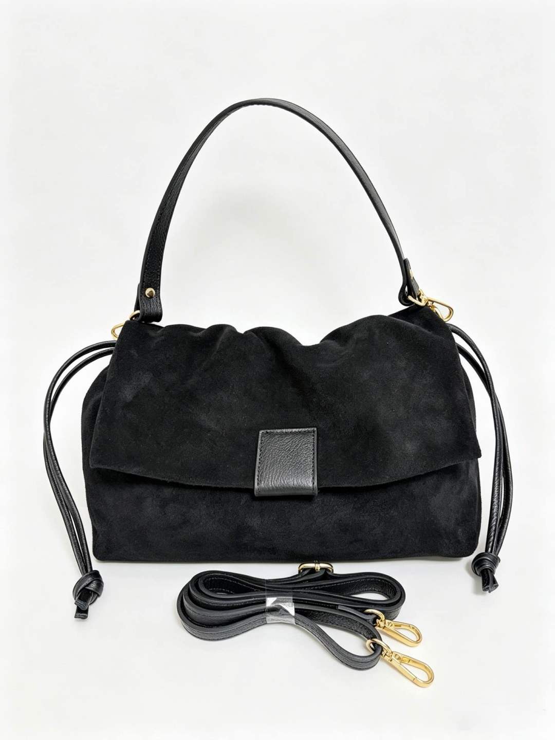 ST099 Black Suede Flap Bag