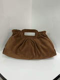 ST168 Brown Ruched Suede Handle Bag