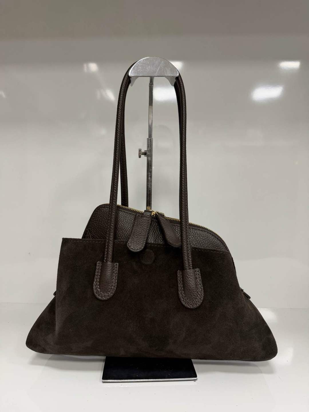 ST142 Dark Brown Suede Shoulder Bag