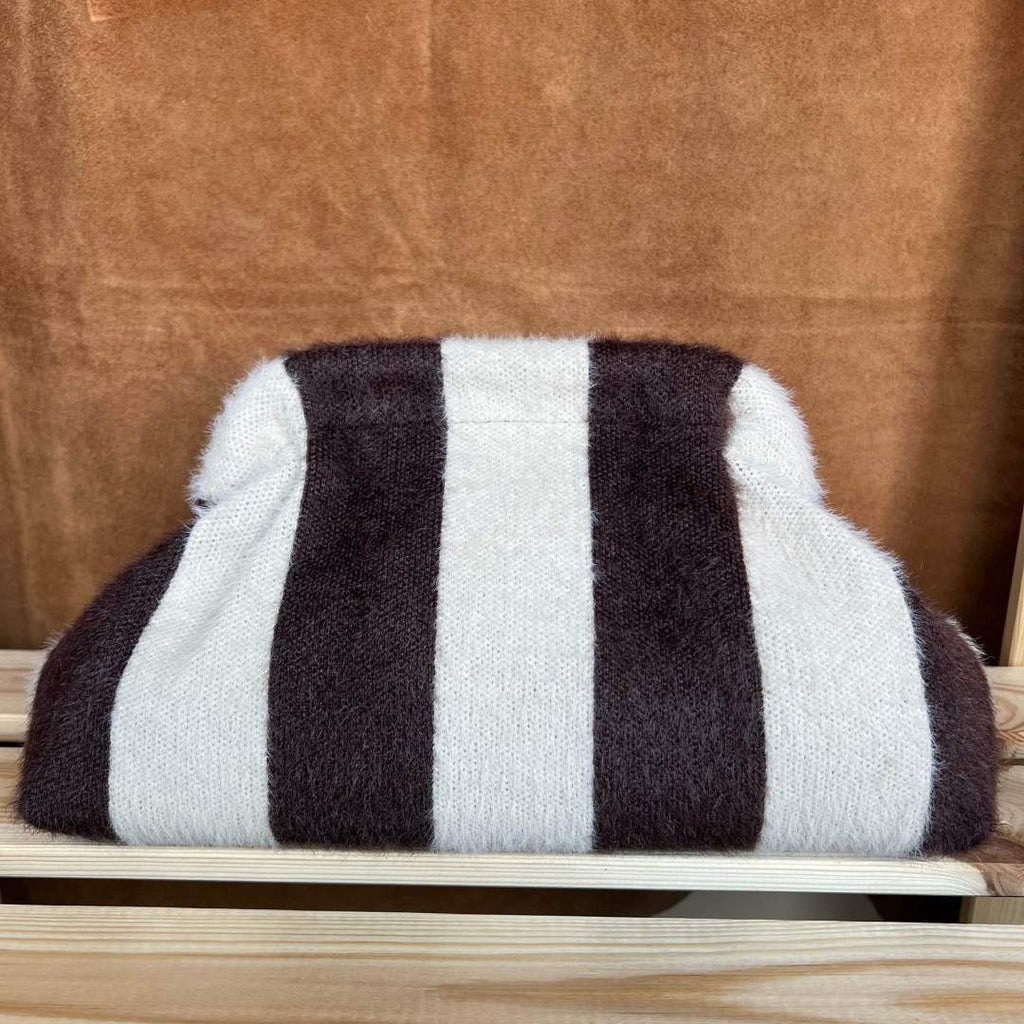 Mi067 Beige/Dark Brown Striped Pochette