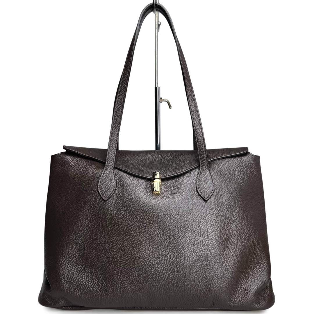 MI546 Dark Brown Leather Padlock Tote