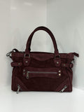 ST148 Burgundy Suede Top Handle Bag