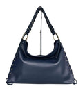 MI583 Navy Leather Laced Hobo Bag