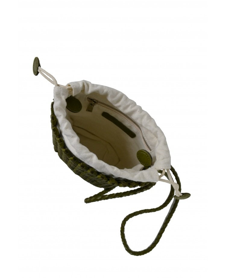 IT5804DB Woven Bucket Bag with Internal Pouch - Deep Brown