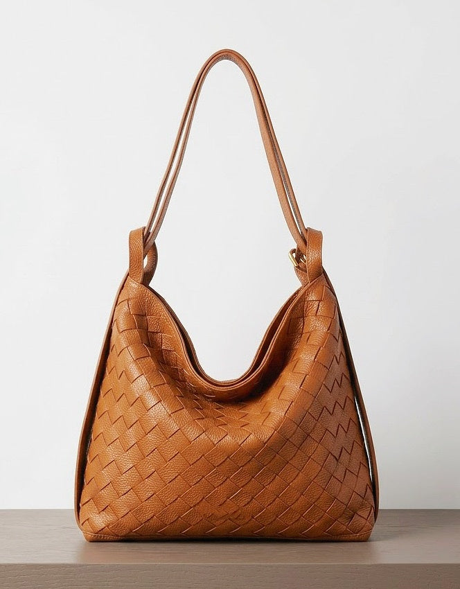 ZZ201 Camel Woven Leather Backpack
