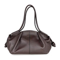 MI679 Dark Brown Ruched Leather Shoulder Bag